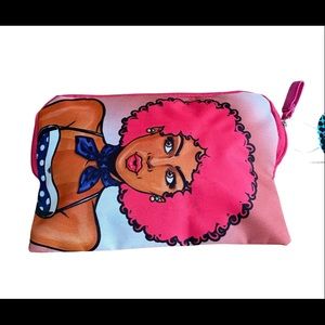 Remi Rose Pink Cosmetic Bag 8”x6” Zip Closure